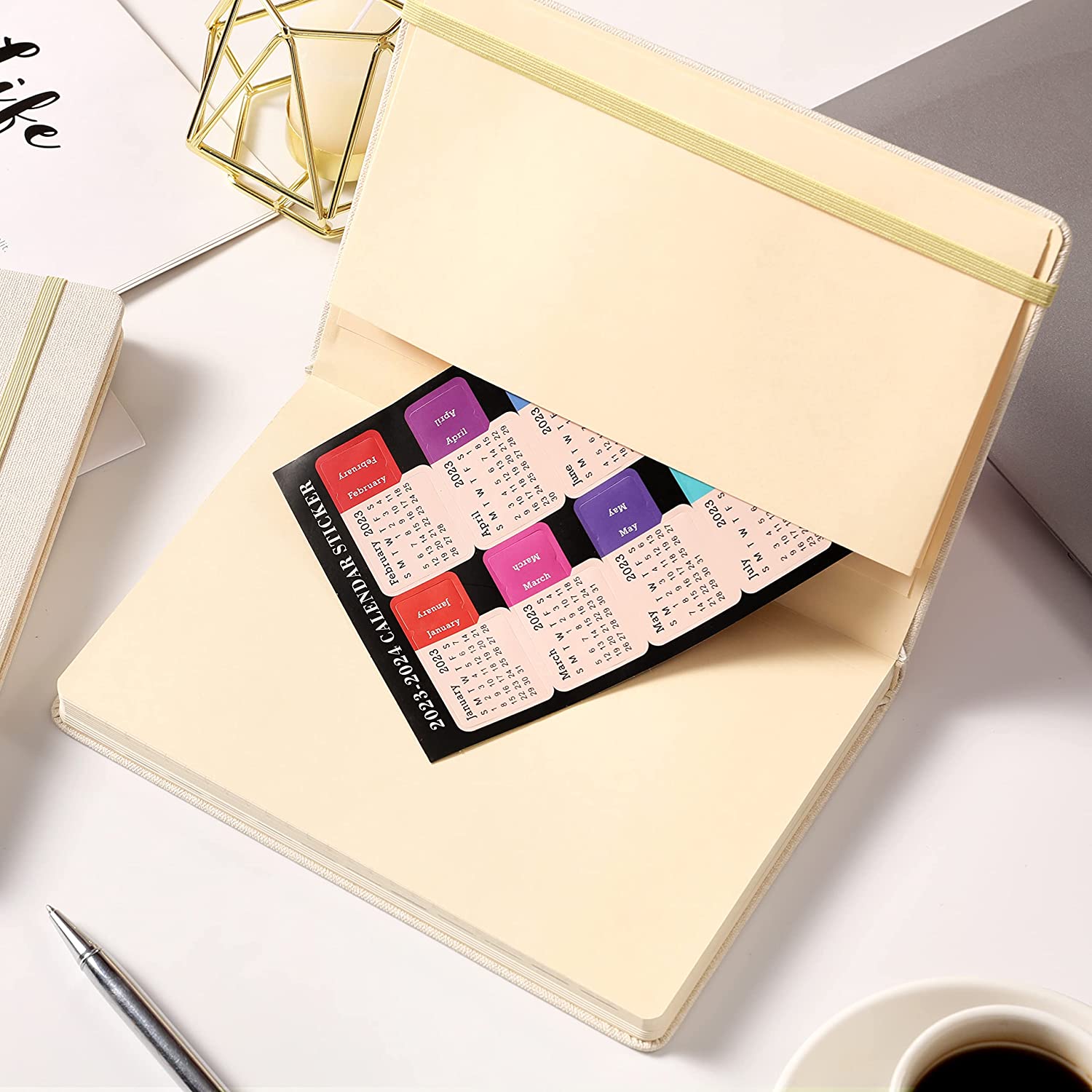 Planner 2023-2024 - Academic Planner 2023-2024 from July 2023 - June 2024, 2023-2024 Weekly Monthly Planner with Calendar Stickers, 5.75" x 8.25", Saffiano Leather, Pen Loop, Back Pocket - Black Bee - Image 7